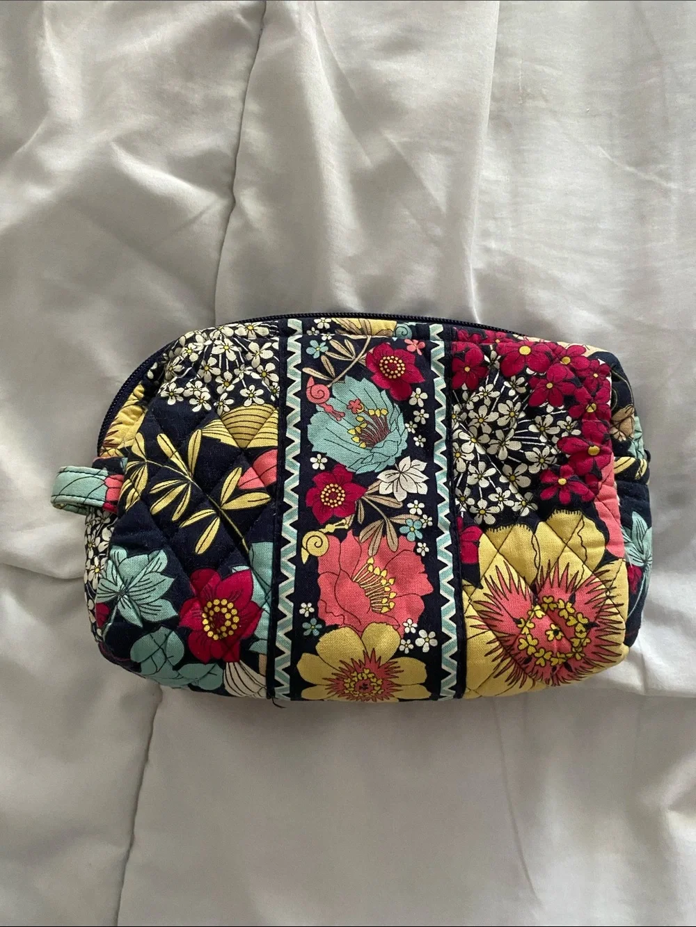 Quilted Floral Cosmetic Pouch